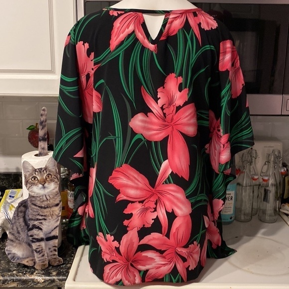 U womens Susan Graver floral Dolman sleeve plus size blouse 1 X - Picture 2 of 4